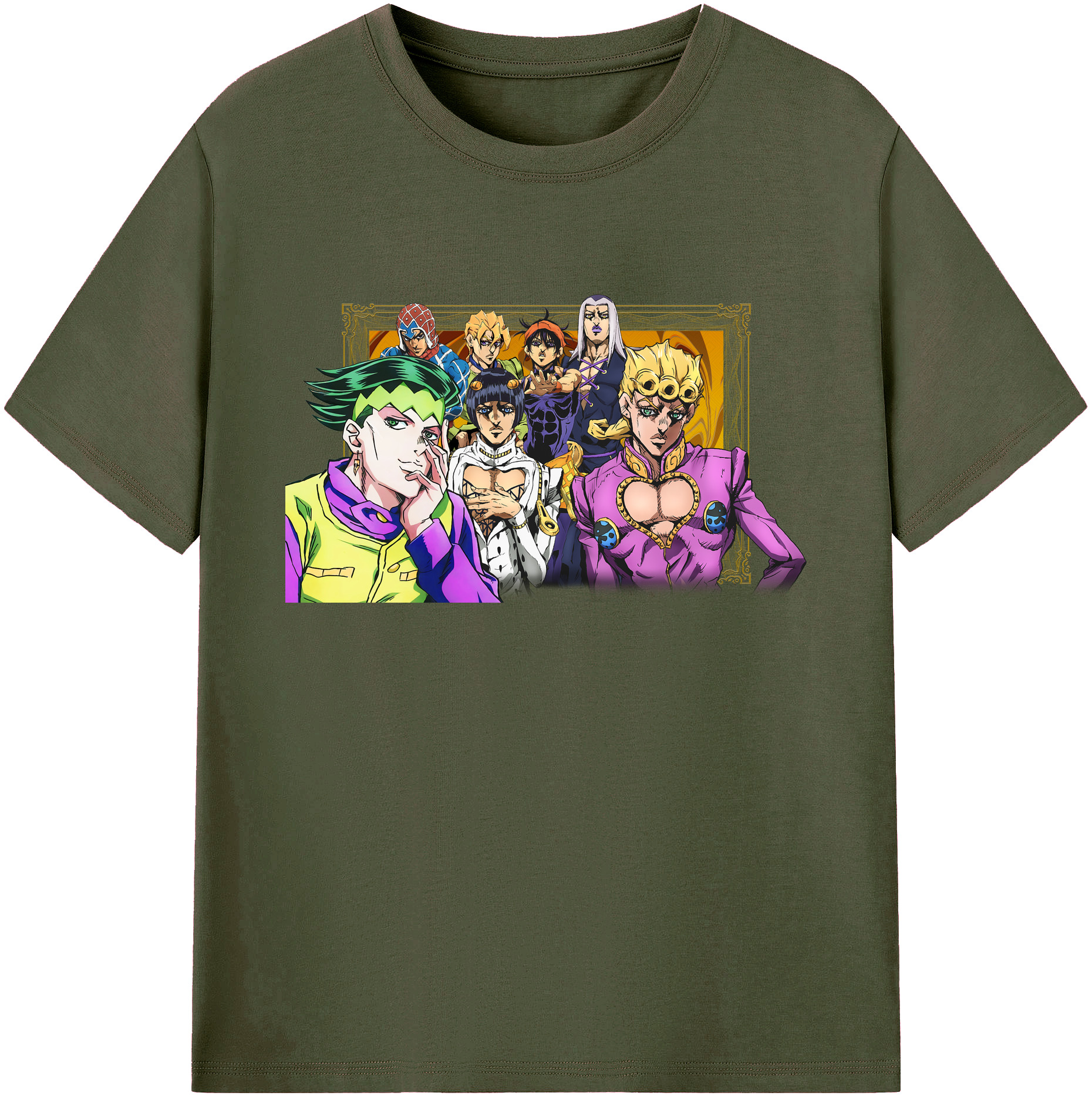 （画像用） ジョジョの奇妙な冒険 ジョルノ?ジョバァーナ JoJo's Bizarre Adventure Giorno Giovanna 綿100％ メンズ半袖Tシャツ｜肌触りやわらか＆通気性